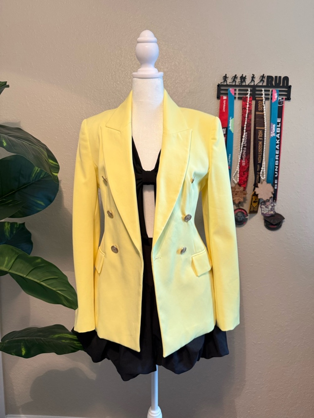 Zara Lemon Yellow Double-Breasted Blazer